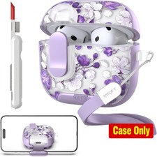 Flowers Hard Case for AirPods 4th Gen with Phone Stand, Lanyard Lock  Cleaning