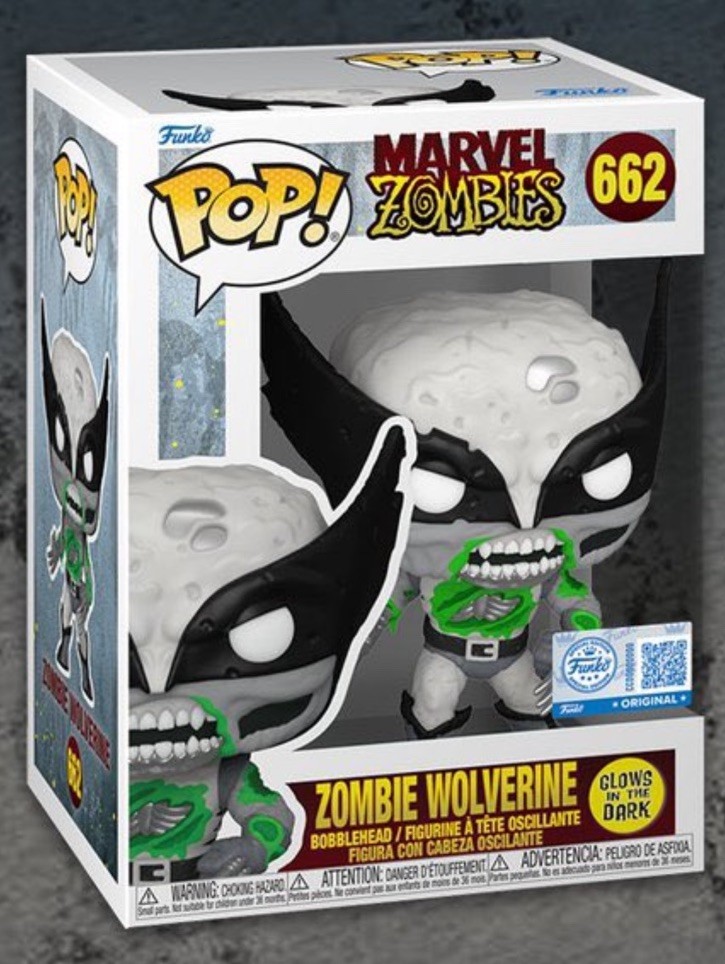 Marvel Zombies GITD Black & White Zombie Wolverine Funko Pop! #662