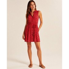 Maeve Red Floral Mini Shirt Dress Womens 8 Casual Belted Anthropologie Summer