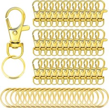 50PCS Gold Key Chain Clip Hooks, Swivel Clasps Lanyard Snap Hook, Keychain Hooks