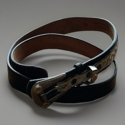 VTG Dundee Belt Genuine Python Snake Leather Silver Tone Buckle Sz 32 Western