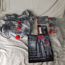 Halloween Creepy Clown Costume Dress Set Girls XL Scary Movie Cosplay pennywise