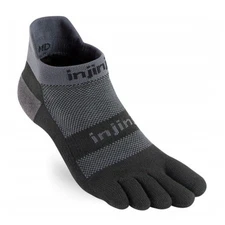 Injinji Unisex Run Midweight No Show Comfortable Toe Socks, Black/Gray, Sizes