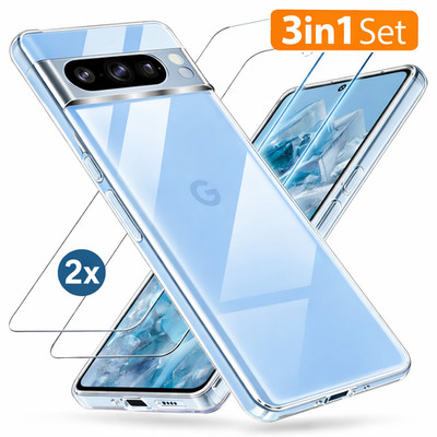 Handy Hülle für Google Pixel 8a 8 Pro Silikon Case + 2x 9H Schutzglas Hartglas