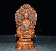 Wooden Statues Sculpture Buddha Statue Lotus Figurine Meditation Zen Ornament
