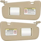 1 Pair Left + Right Side Sun Visor w/ Mirror Beige For 2011-2015 Hyundai Elantra