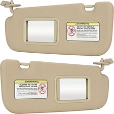 1 Pair Left Right Side Sun Visor W Mirror Beige For 2011-2015 Hyundai Elantra