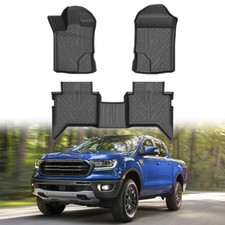 Mixsuper Ford Ranger SuperCrew 19-23 All Weather Floor Liners 1st 2nd Row Black