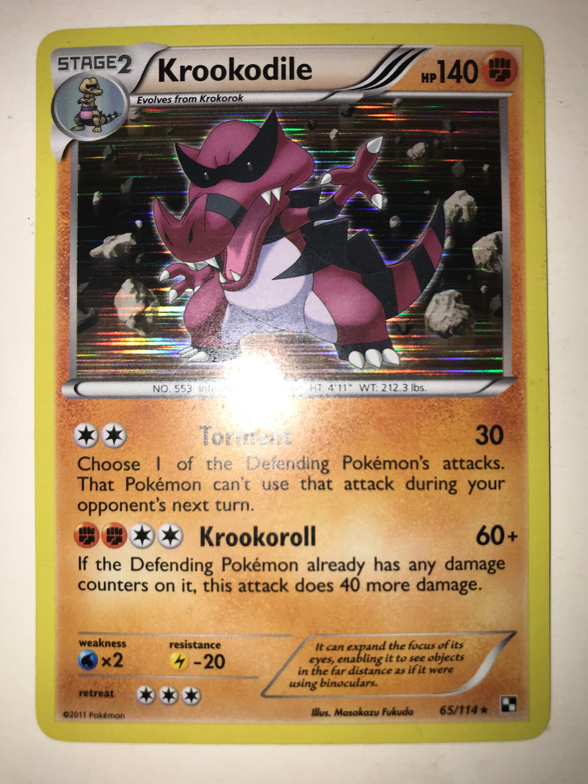 Krookodile 65/114 Holo Rare Black & White Pokemon Card LP
