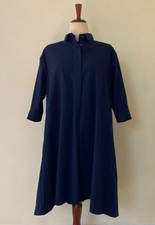 Uniqlo Womens Cotton Navy Blue Shirt Dress Side 3/4 Sleeve Size XS