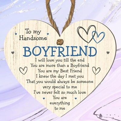 LASER CRAFT SHAPES LTD To My Handsome Boyfriend Plaque - Romantic Gift for Boyfriend - Cute Love Sign