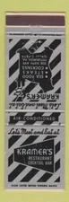 Matchbook Cover - Kramer's Restaurant Pittsburgh PA