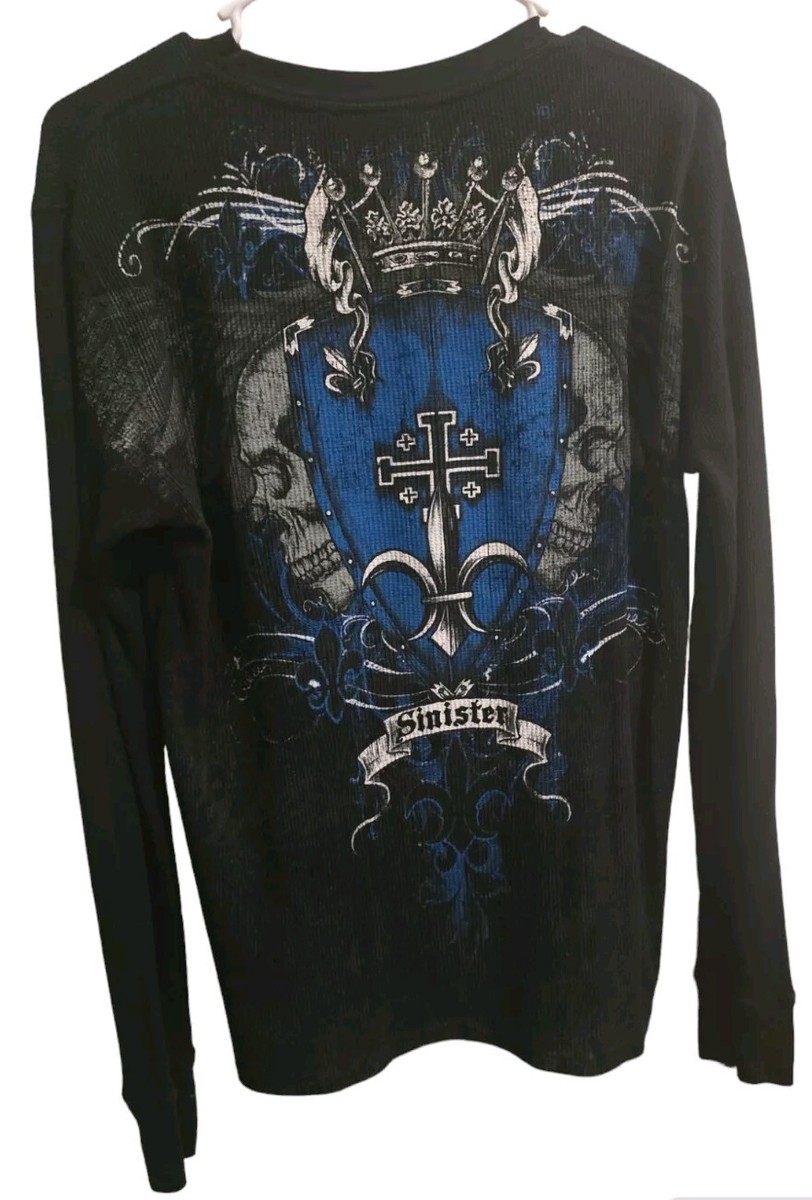 なか Sinister Long Sleeve Black Mens Fitted Shirt Medium | eBay
