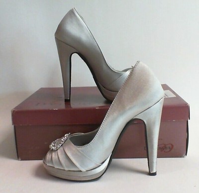 Neu Dyeables Brautschuhe - Silber Satin Peeptoe - Gianna - US 6B UK 4 #12A61