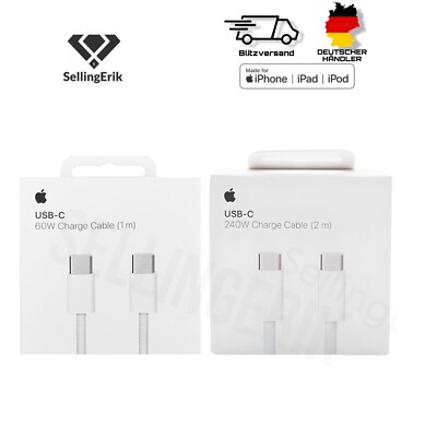 Original Apple 1m 2m USB-C Ladekabel 60W 240W für iPhone 17 16 15 Pro Macbook