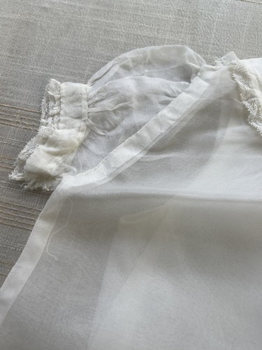 Antique 2 piece Baby Christening Gown Set 20” Long Handmade Dress Chiffon Outer - Picture 4 of 24