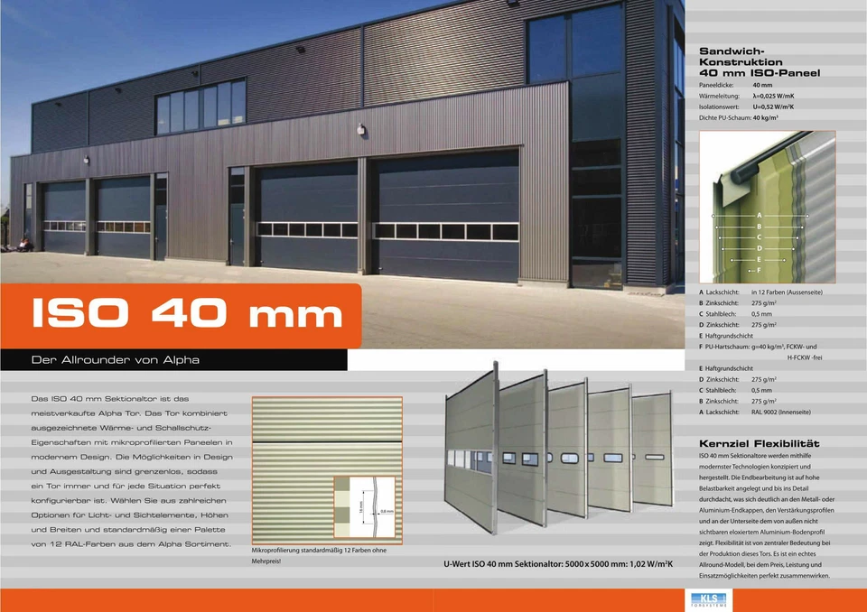 Alpha Industrietor | Hallentor | Garagentor | Antrieb | Schlupftür | ISO40 | RAL - Bild 2 von 4