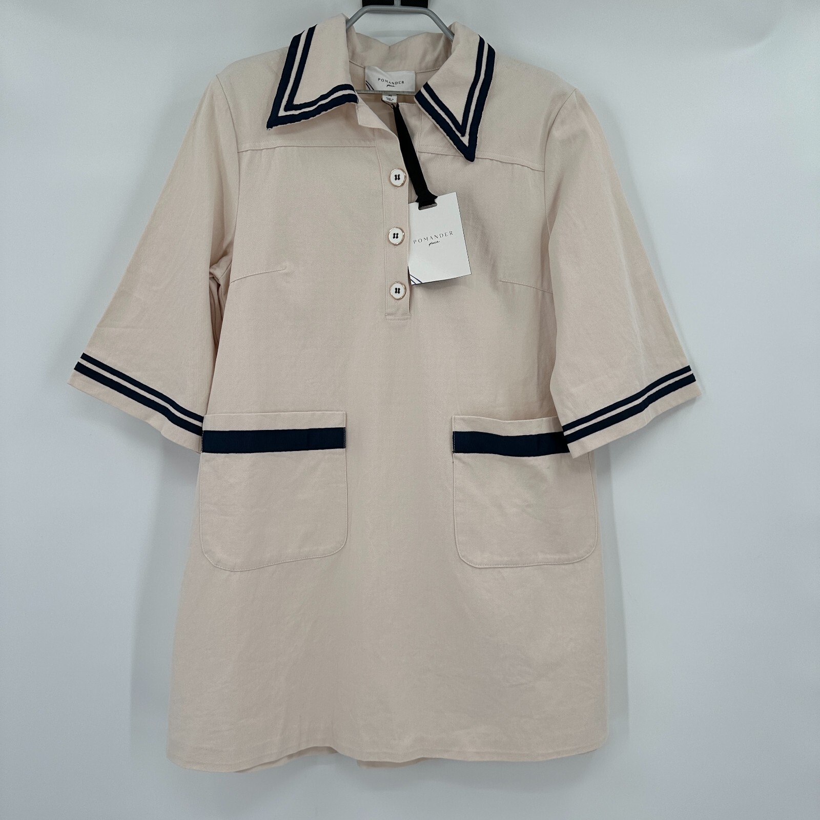 Pomander Place by Tuckernuck Gardenia Hart Shirt Dress sz M Mini Cream