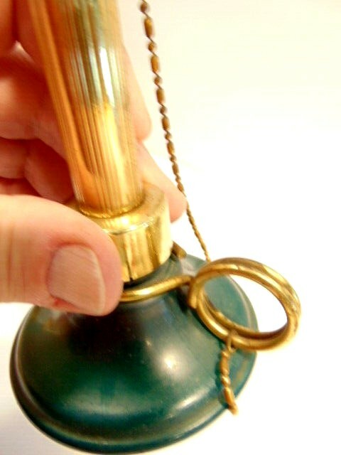 decorative Candle shaped desk-top lighter with green glass candlestick base