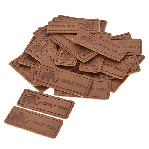 24Pcs PU Leather Labels Tags Handmade Clothing Bag Garment Sewing Patches Craft - Picture 2 of 13