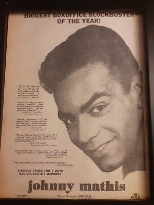 Johnny Mathis Rare Images Johnny Mathis Rare Original Columbia Records Promo Poster Ad Framed! #3 ...