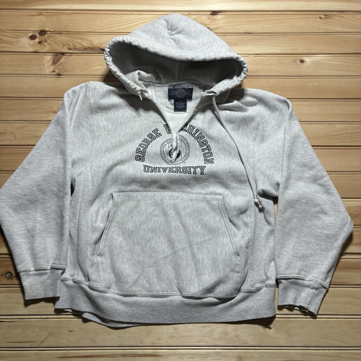 Vintage Champion Reverse Weave Thrashed Hoodie George Vintage Champion Reverse Weave Thrashed Hoodie George