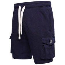 Image of Mens Fleece Short Summer Gym Jogger Plain Cargo Pockets Jersey Active M-5XL