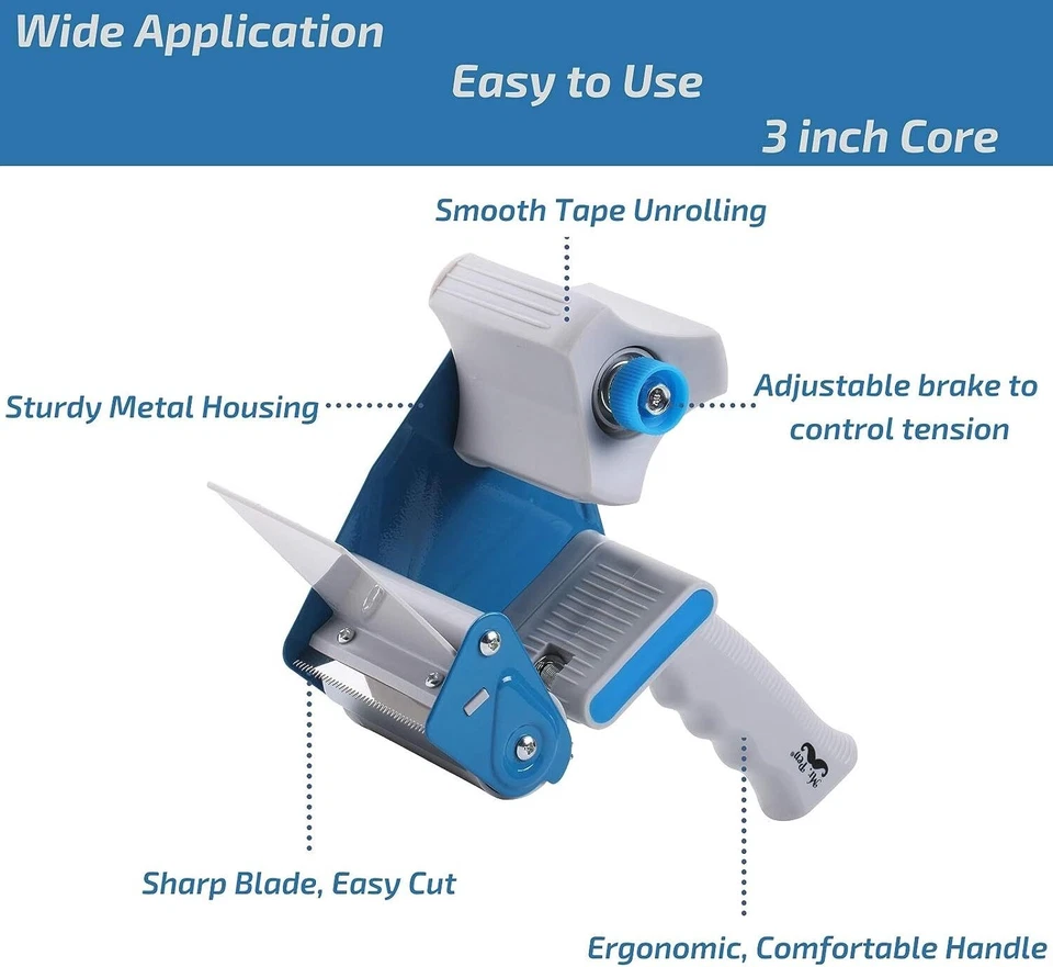 Mr. Pen - Pistola de cinta, dispensador de cinta de embalaje, núcleo de 3 pulgadas, pistola dispensadora de cinta, 3 Foto 3 de 4