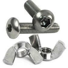 M4 M5 M6 A2 Stainless Steel Button Head Screw Socket Bolts + Butterfly Wing Nuts