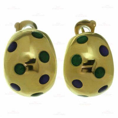 VAN CLEEF & ARPELS Enamel 18k Yellow Gold Vinatge Earrings