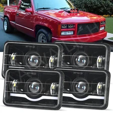 4PCS 4x6" inch LED Headlights DRL Hi/Lo For Chevrolet C5500 S10 Camaro R2/3500