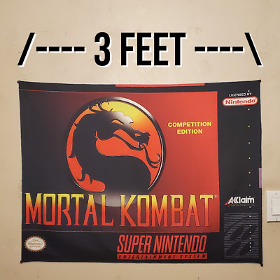 Mortal Kombat 2x3 foot tapestry Super Nintendo banner wall flag retro game room