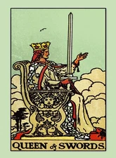 Decoration Poster from Vintage Tarot Card.Queen of Swords.Spades.Decor.11392