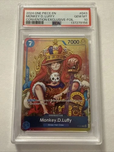 Monkey D. Luffy 2024 One Piece P-043 P Convention Exclusive Foil SSP PSA 10 Gem