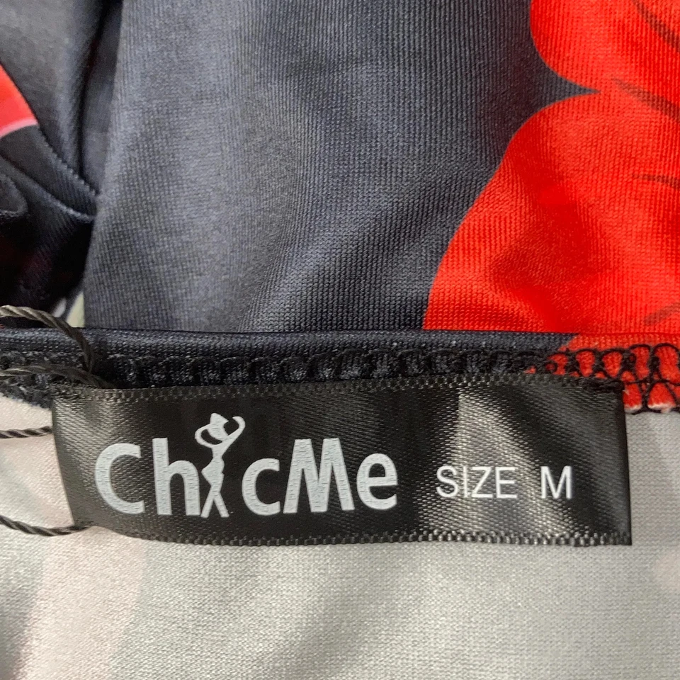 Chic Me, Kleid, Größe: M, Schwarz/Rot/Grün, Baumwolle/Polyester, Blumen #88U - Bild 3 von 4