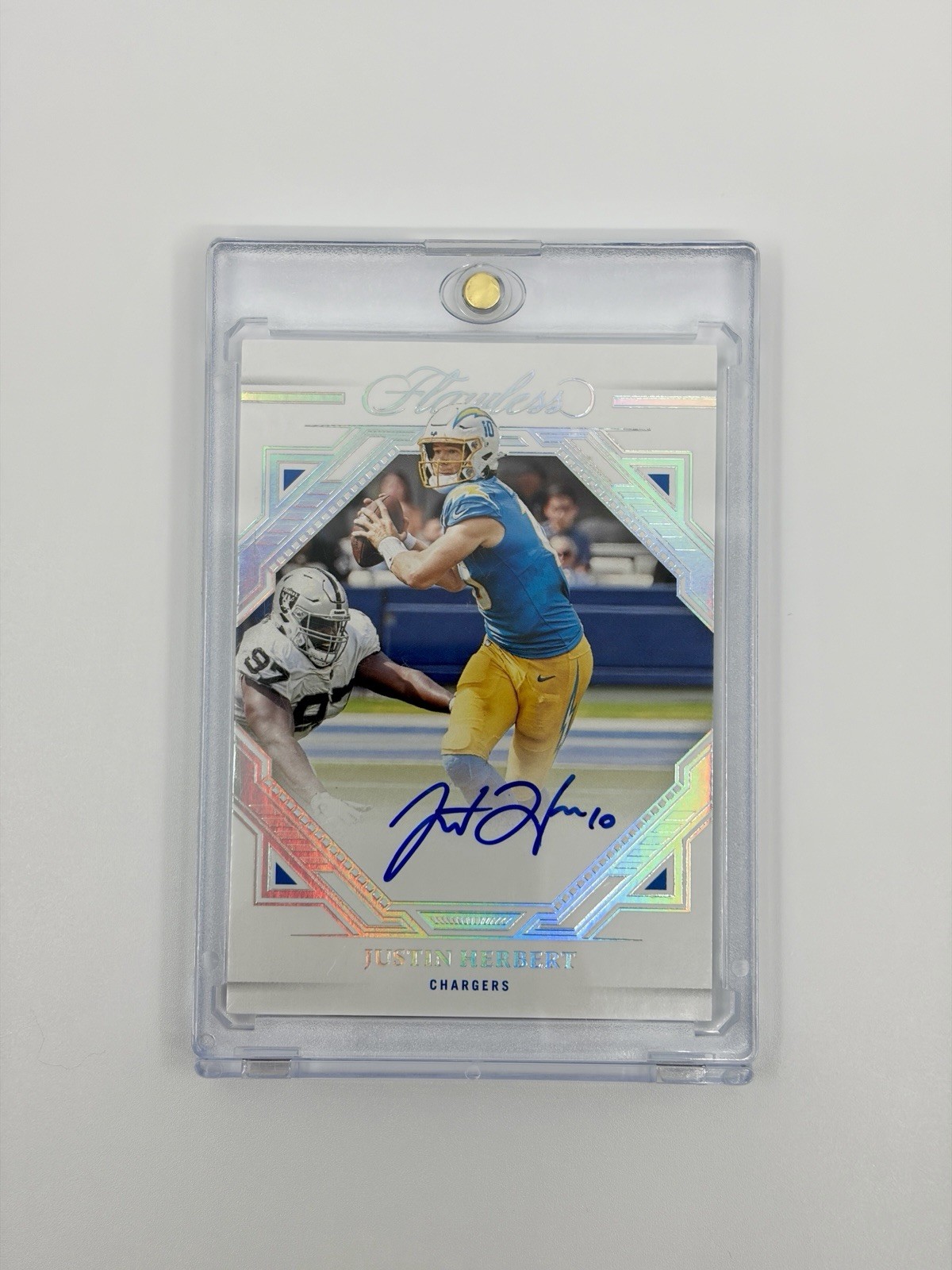 2022 Panini Flawless Frame Signatures Justin Herbert FFS-JH Black Box 1/1 1 of 1 view 3