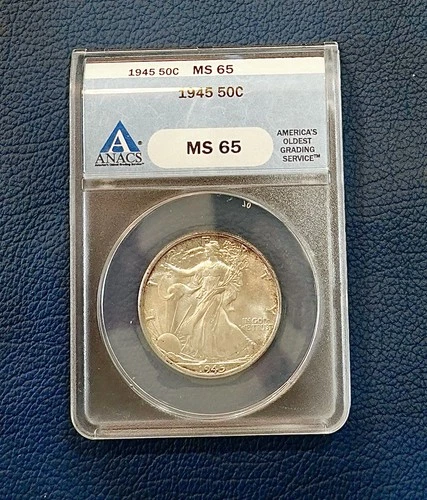 1945 ANACS MS 65 Walking Liberty Half Dollar 50 Cent