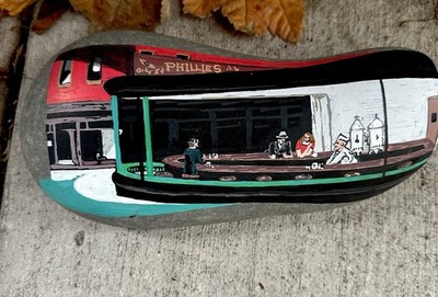 Nighthawks Art painting originally Edward Hopper! Painted On a Large Rock 9x4x2