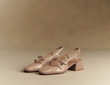 Sézane Paula Babies Mary Jane Slingback Pumps In Pale Pink Leather Size 11