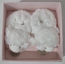 So Soft Lamb Baby Booties by Doudou et Compagnie Paris White Soft Fur Pink Ears