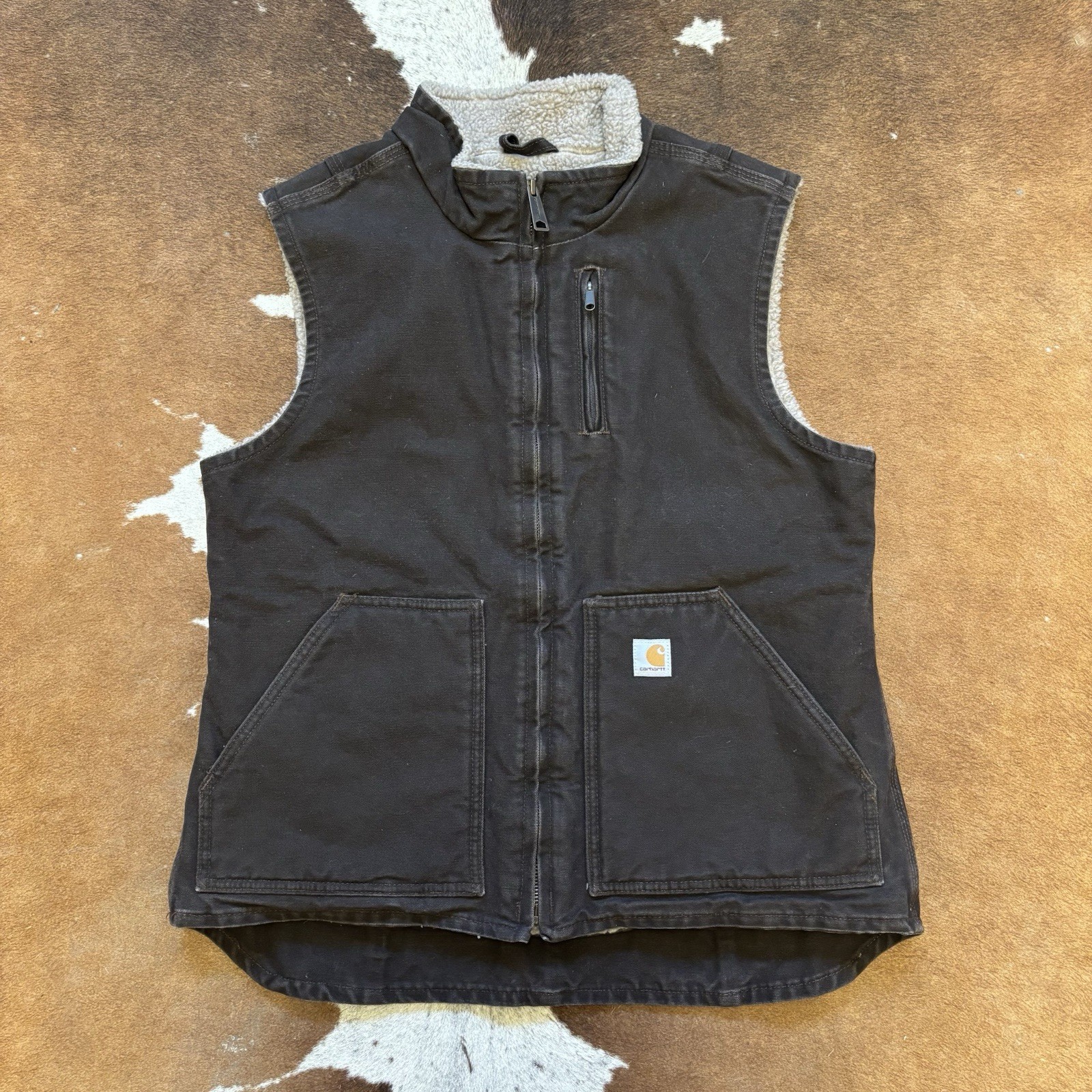 Carhartt Women's Dark Brown Sherpa Lined Vest Size M