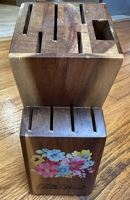 The Pioneer Woman Rustic Wood Knife Block 9 Knife Sections And Sensors