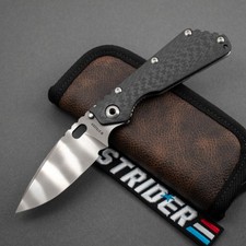 NEW! Strider Knives SMF CC 4" Ghost Stripe 20CV, Carbon Fiber/Contoured Titanium