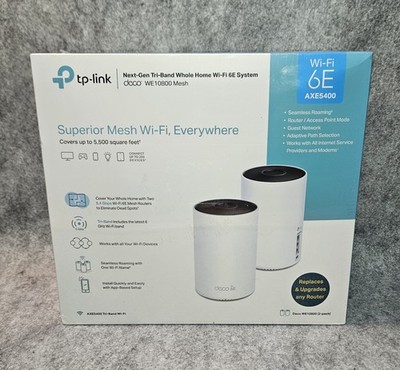 2pc TPLink Deco WE10800 (XE75) Wi-Fi 6E Tri-band AXE5400 Whole Home Mesh Routers