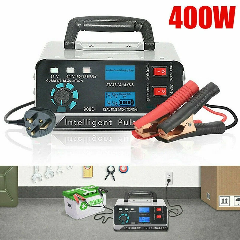 Heavy Duty Smart Car Battery Charger Automatic Pulse Repair Trickle 12V/24V LCD - Image 3 of 4
