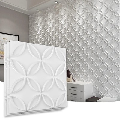 Art3d Matt PVC 3D Wandpaneele Verkleidung Verriegelte Kreise 50 * 50 cm (12er Pack)