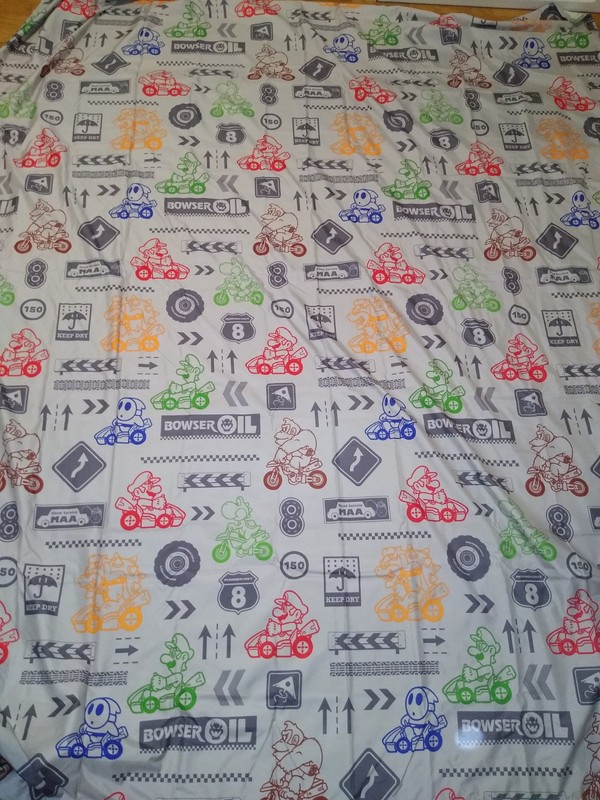 Unique Gray Super Mario Kart Full Size Flat Sheet