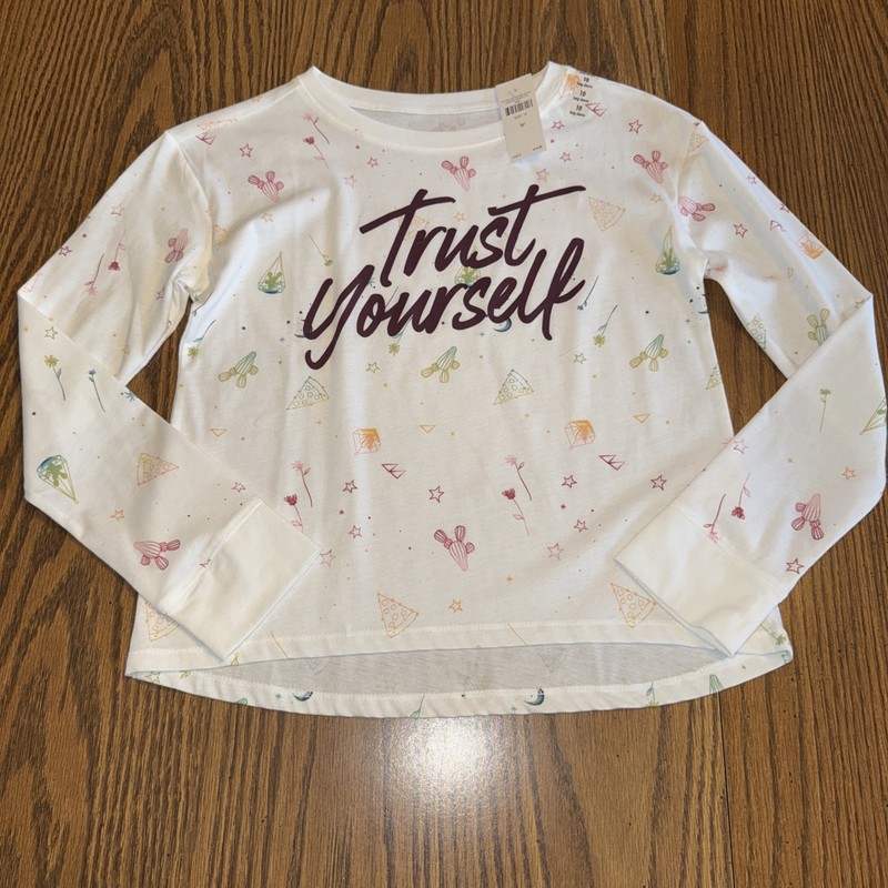 NWT Justice Girl Long Sleeve White “Trust Yourself” Size 10