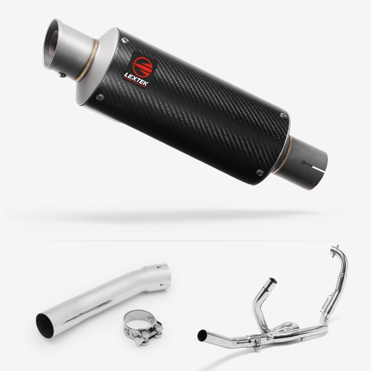 Lextek Carbon Fibre GP8C 240mm Exhaust System for Suzuki SV650 (99-02) Silencer