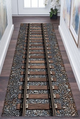 Railway Runner Rug,  Railroad Runner Rug, Train Track Runner Rug,Railroad Runner